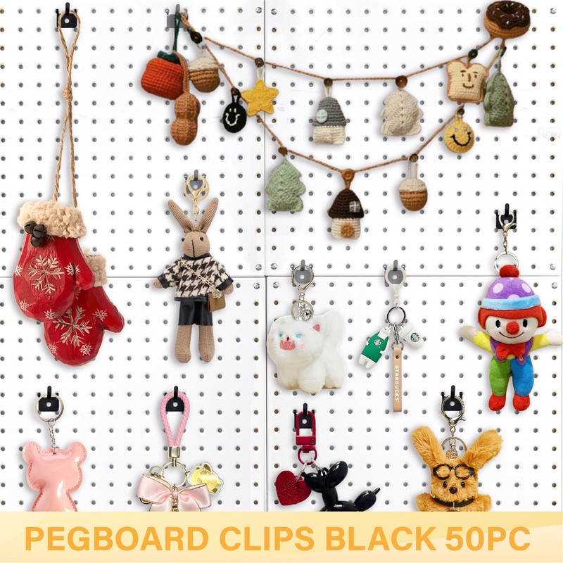 50 PC Prong Metal Pegboard Hooks Black