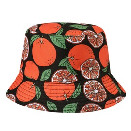 AYPOW Women Reversible Bucket Hat Cotton Fisherman Hat, UPF50+ Fashion Lightweight Sun Hats Summer Foldable Outdoor Cap, Packable Fruit Print Double-Side Cap for Teens Girls Beach Travel Party Holiday