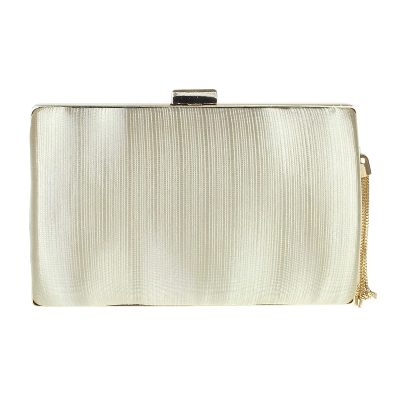Girly Handbags Ladies Compact Satin Stripe Clutch Bag, gold