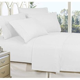 CELINE LINEN Best, Softest, Coziest Bed Sheets Ever! 1800 Premier Hotel Quality Wrinkle-Resistant 4-Piece Sheet Set with Deep Pockets, California King, White