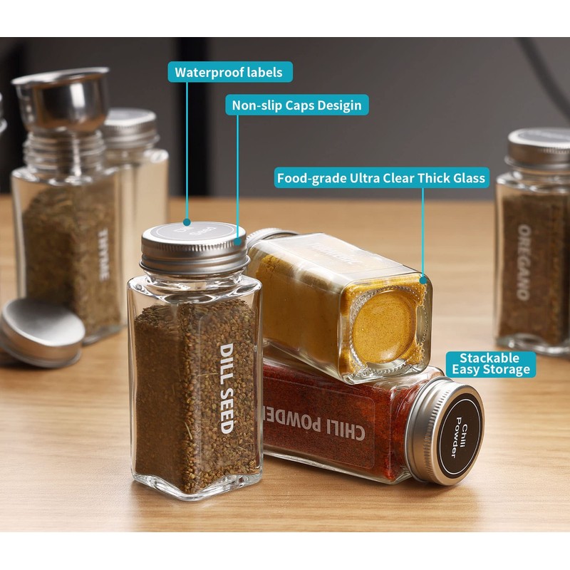 Antimbee 40-Pack 3.5 OZ Glass Spice Jars with 324 Labels,