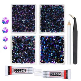 qiipii Purple Rose AB Resin Rhinestones w B7000 Jewelry Glue for Bedazzling Crafting 3mm 4mm 5mm 6mm Flatback Jelly Stones Bulk Diamonds Gems Charms Supplies for Nails Face Makeup Tumblers DIY Crafts