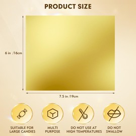 HRXMS Chocolate Bar Wrappers 120pcs - 6x7.5 Inch Gold Foil Paper with Thick Backing | Premium Candy Wrappers for Homemade Chocolate Bars, Candies, Holiday Gifts | Reusable Food-Grade Packaging (Gold)