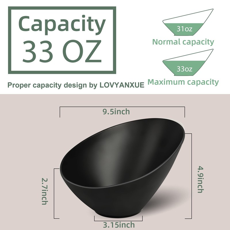 LOVYANXUE Bamboo Fiber Salad Bowls, 4 Packs Compostable 33 Ounce