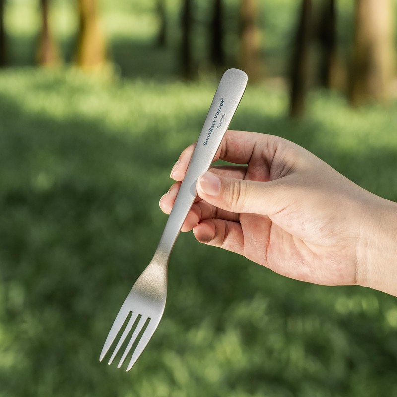 iBasingo 18.4cm Long Handle Titanium Fork Ultralight Outdoor Camping Cutlery