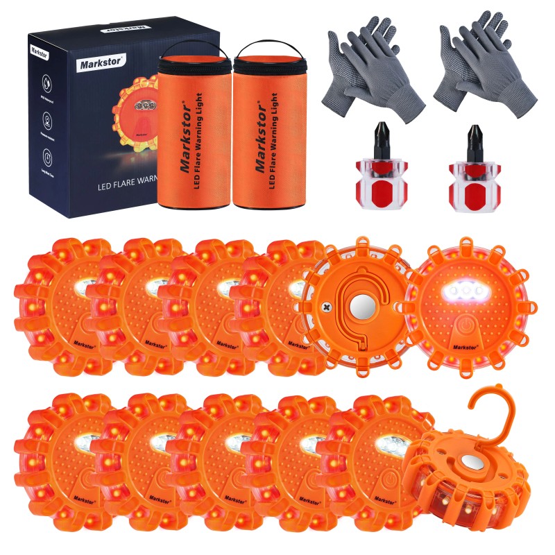 DK 12 Pack of LED Road Flares Waterproof Road Emergency