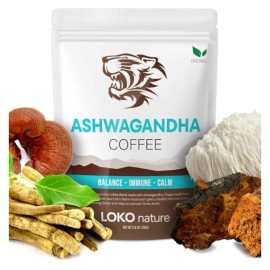 Loko Nature Tiger Ashwagandha Instant Mushroom Coffee-40 Servings.