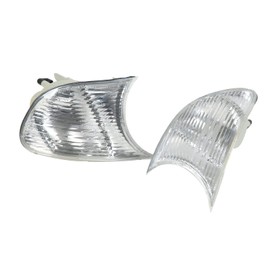 Turn Signal Light, Car Front Corner Lights Left Right Clear Lens Turn Signal Lights Replacement for 3 Series E46 Coupe 1998‑2001(White 63126904307 63126904308)
