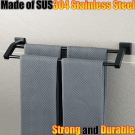 Alise Bath Double Towel Bars Towel Racks for Bathroom,Wall Mount Towel Holder 21-Inch Heavy Duty SUS304 Stainless Steel Towel Hanger Rail,GK9500-B Matte Black