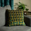 Paoletti Empire Cushion Cover, Teal/Gold, 45 x 45cm