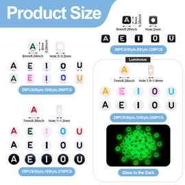 1000 Pcs Letter Beads for Friendship Bracelet Making, Glow in The Dark Letter Beads Cube Vowel Letter Beads Flat Round Acrylic Beads for DIY Name Jewelry Making 5-7mm Square & Flat Round