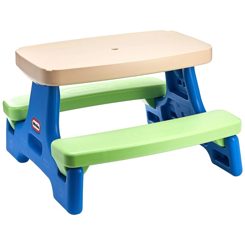 Little Tikes Easy Store Jr. Kid Picnic Play Table, Blue,green