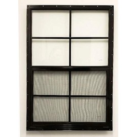 Shed Windows and More 14 x 21 Black Window Tempered Glass Flush Mount Coops, Playhouse, Tree House