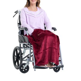 Keyocean Wheelchair Blanket, Comfortable Lightweight Warm Lap Blacket for Elderly, Bordeaux Red