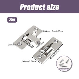 90 Degree Right Angle Door Lock Buckle,2 PCS Stainless Steel Bolt Lock,Right Angle Sliding Door Locking Latch,Internal Door Lock, Bathroom Lock,Bending Buckle Bolt Cam Lock for Push Barn Door Window