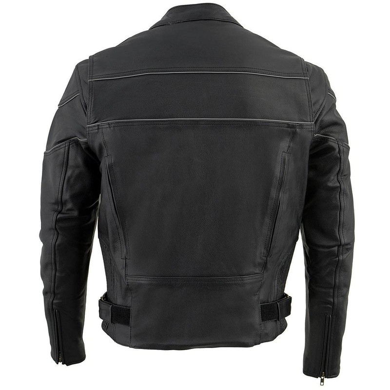 Milwaukee Leather SH1785 Men's Black Leather Scooter Style Motorcycle Jacket
