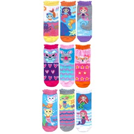 Jefferies Socks Girls Fashion Novelty Colorful Pattern Crew Socks 9 Pair Pack (Small, Multi 2)