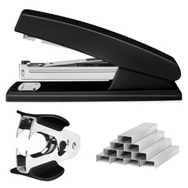 Stapler 25 Sheet Capacity with 1000 Staples and Staple Remover - Staplers for Desk, Non-Slip Office Stapler with Staples for Office, Black