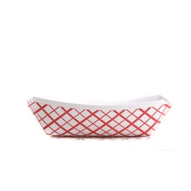 50ct Heavy Duty Disposable Paper Food Tray (5 LB) - Red Check Food Tray, USA Made, Recyclable, Biodegradable, Compostable, Great for Picnics, Carnivals, Party, Camping, BBQ, Restaurants, Fries