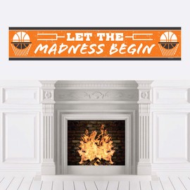 Big Dot of Happiness Cartel de baloncesto – Let The Madness Begin – Decoración de fiesta de baloncesto universitario
