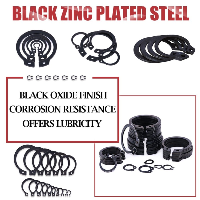 Hilitchi 300-Pcs [15-Size] Alloy Steel External Circlip Snap Retaining Clip