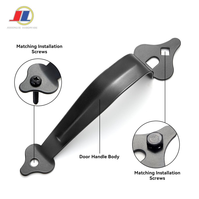 Gate Handle, Shed Door Handle with Latch, 1 Pack, Black