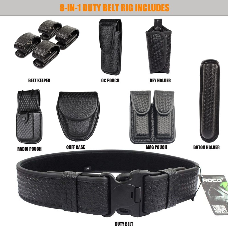ROCOTACTICAL 8-in-1 Law Enforcement Duty Web Belt Rig, Basketweave Police