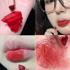KWOLYKIM 2 Colors Jelly Lipstick & Matte Lipstick, Heart shaped Lip Stain Love Tinted Lip Balm and Velvet Creamy Lip Glaze Hydrating Long lasting Glossy Moisturizing Plumping Lip Makeup