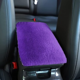 YUNXNYC Fluffy Car Armrest Cover, Furry Fuzzy Auto Center Console Cover Pad Wool Fur Soft Car Consoles Seat Box Protector Universal Fit Car Interior Accessories for Women (Purple)
