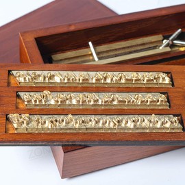 ZONEPACK Stamping Mold Copper Brass Stamping Flexible Letters Numbers Alphabets Symbols Characters Molds CNC Engraving Molds for Hot Foil Stamping Machine (83pcs Cursive with Wood Box)