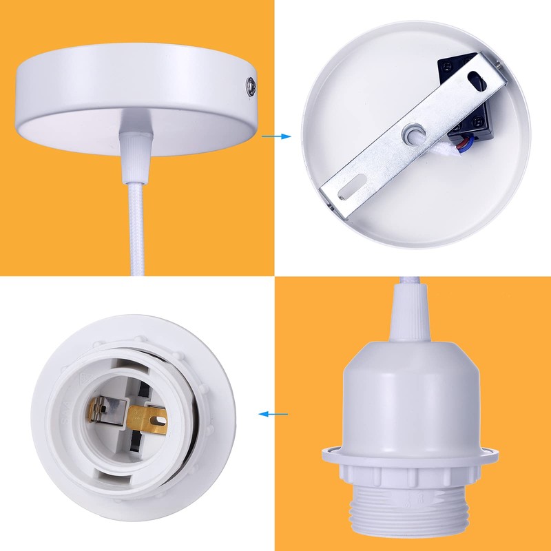 Linkind Metal Pendant Light Fitting, Ceiling Rose E27 Screw Lamp