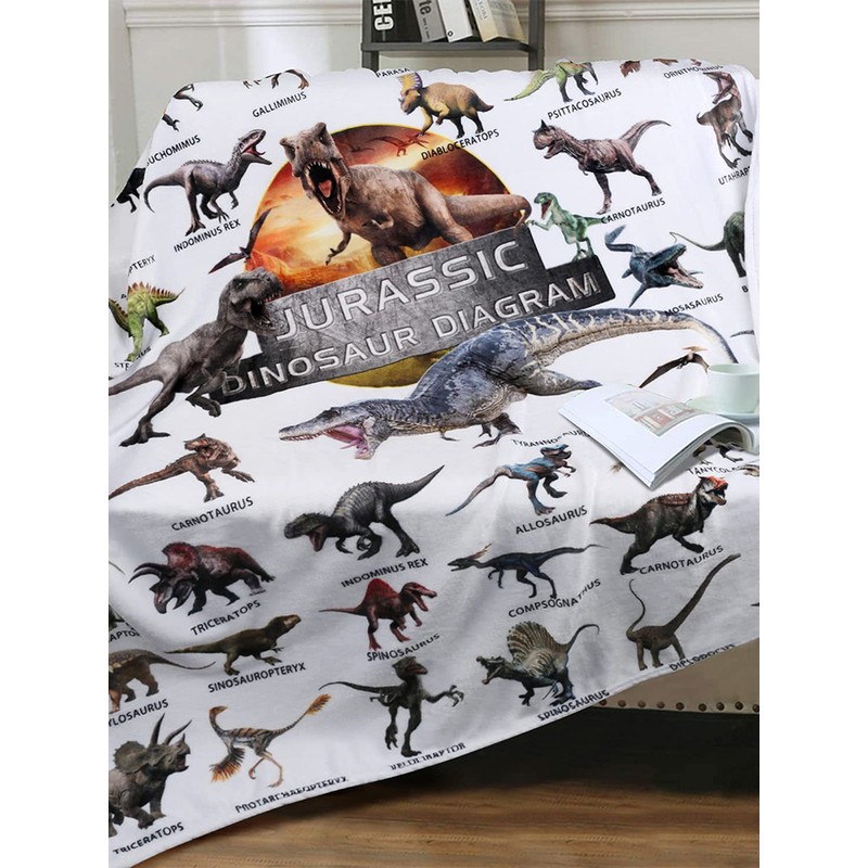 Kids Blanket Machine Washable Dinosaur Pattern Soft Plush Blanket for