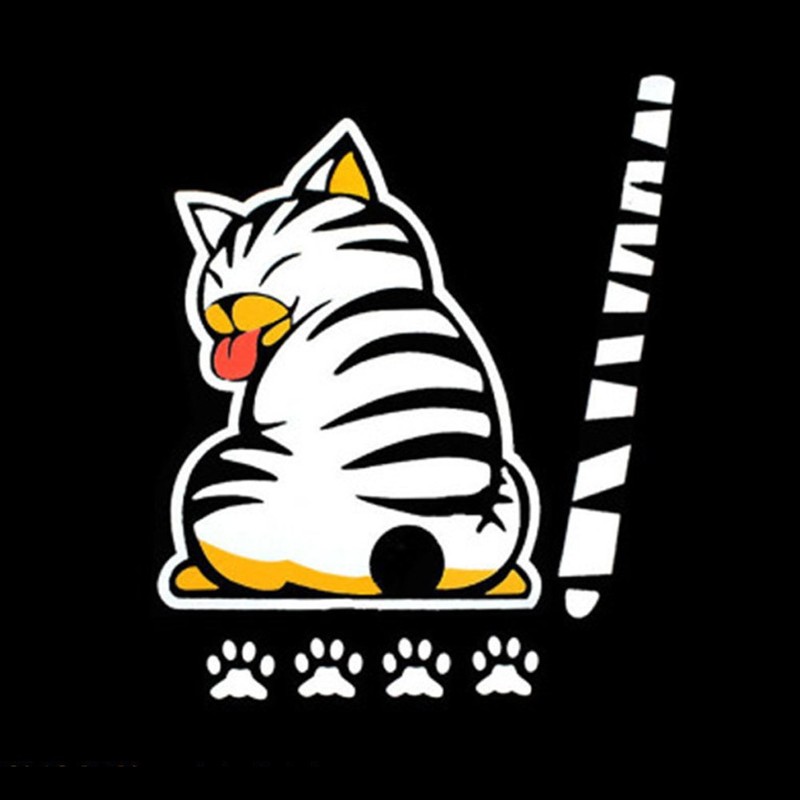 EQLEF® Cartoon Funny Cat Moving Tail Stickers Reflective Car Window