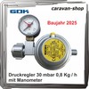 Pressure Regulator 30 mbar with Pressure Gauge 0.8 kg/h for