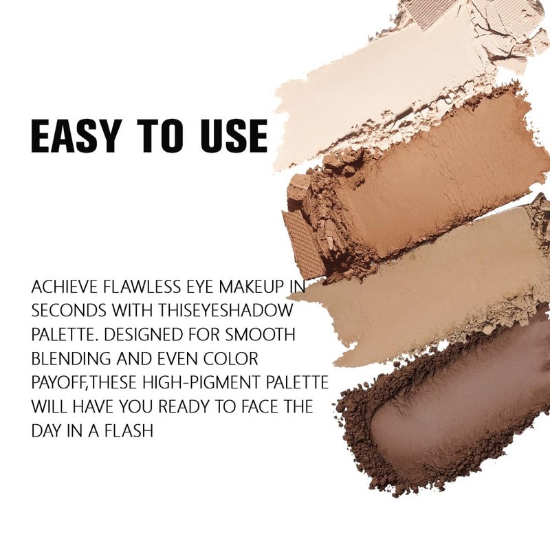 Kaely Powder Eyeshadow Quad, Natural Brown Matte Eyeshadow Palette Makeup,