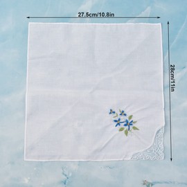 Cotton Handkerchief Women's Handkerchiefs, White Cotton Handkerchiefs, Embroidery Ladies' Vintage Floral Lace Handkerchiefs for Women, Ladies Handkerchiefs Soft Cotton, Pack of 12