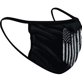 Tattered Tactical Line Subdued American Flag Washable Reuseable Face Mask (Black, 1)