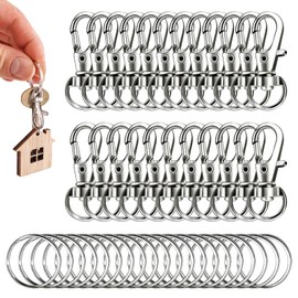40PCS Swivel Lobster Clasps & Key Ring Hoops, Keyring Making Kit 20pcs Lobster Clasps and 20pcs Keyring, Key Rings for Keychain Keyrings Chain for Lanyard Jewelry Making Crafts Silver