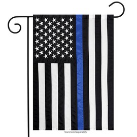 Thin Blue Line Police Applique & Embroidered Garden Flag 12.5" x 18"