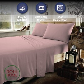 Rohi 100% Brushed Cotton Flannelette Fitted Sheets Double – Super Soft & Cozy Thermal Bed Sheets – 25cm/10" Deep Fitted Sheet (Double Fitted Sheet, Pink)