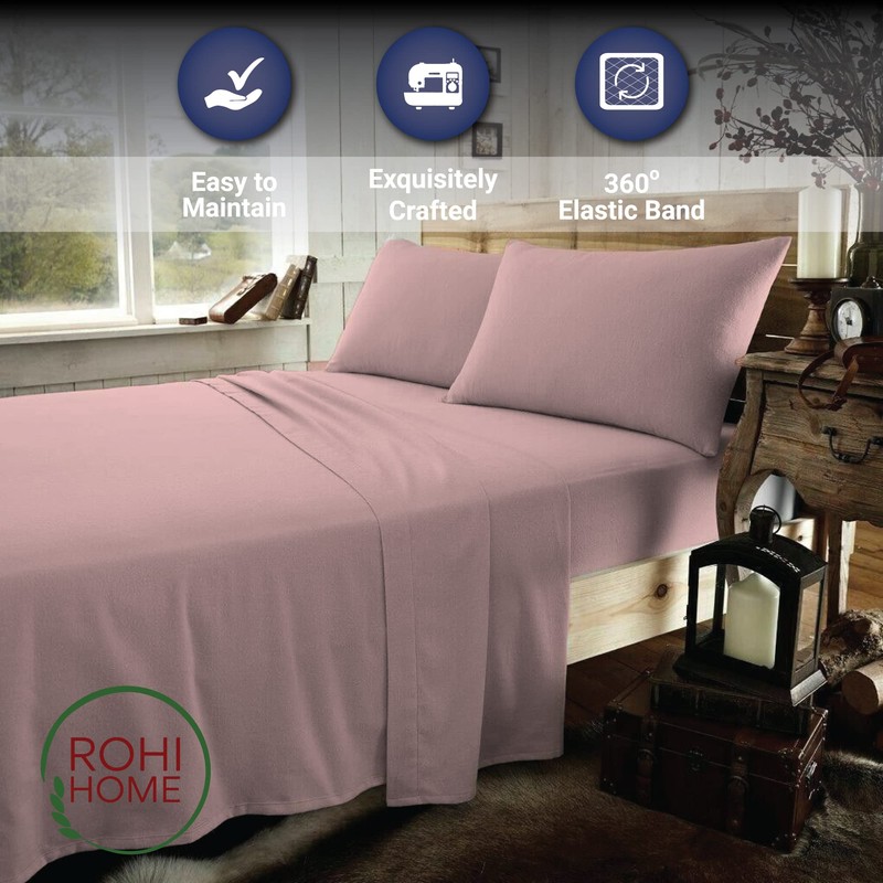 Rohi 100% Brushed Cotton Flannelette Fitted Sheets Double – Super