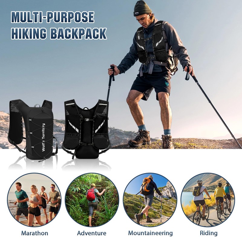 VHUTOU 5L Running Vest, Ultralight Hydration Backpack, Running Vest Hydration