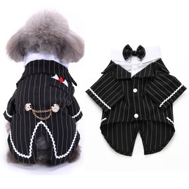YOASONEK Dog Tuxedo Pet Clothes Wedding Tailcoat Gentleman Cosplay with Bow Tie XL Black Polyester Cotton Blend For Adult Dogs Small Medium Dogs