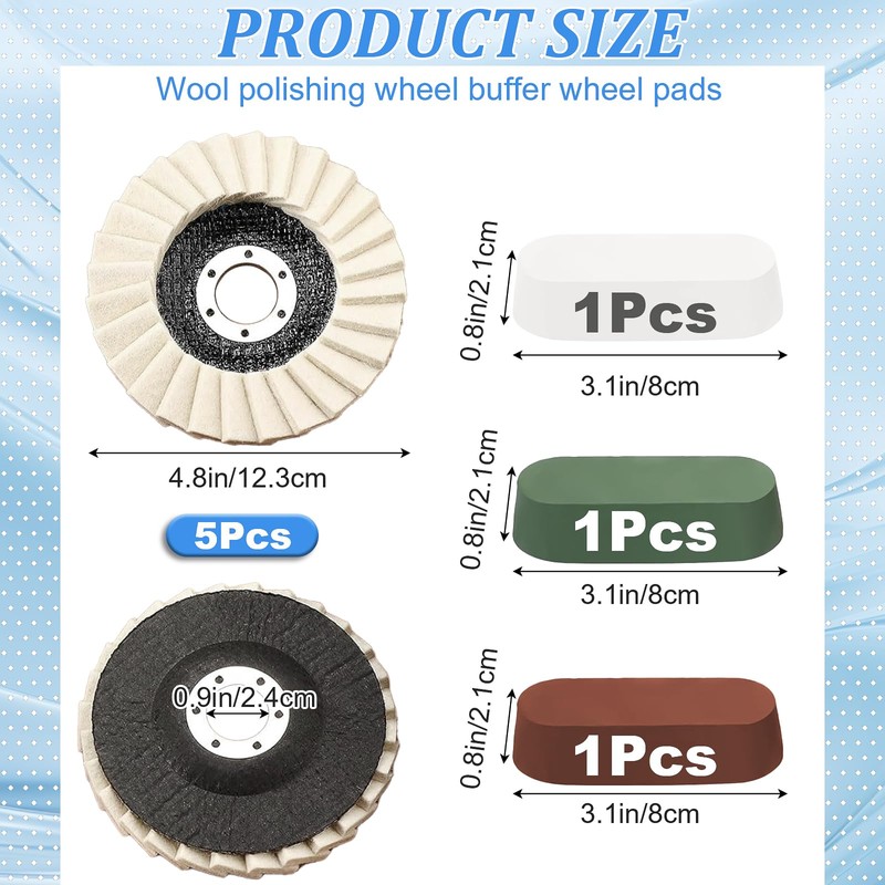 8 Pcs Wool Polishing Wheel Disc and Polishing Compounds Set,
