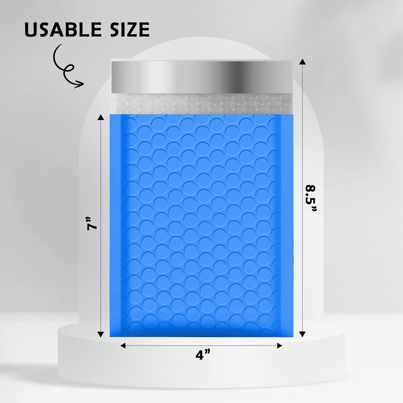 Yens Poly Bubble Mailers 4x8 50 Pack Blue Waterproof Self