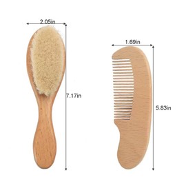 PandaEar 3 Pack Baby Brush and Comb Set Newborn, Silicone Cradle Cap Brush for Babies, Soft Newborn Hair Brush with Soft Goat Bristles, Wooden Toddler Comb Hairbrush Set for Boys and Girls