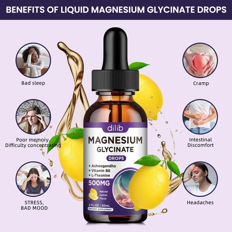 Magnesium Glycinate Supplement, Magnesium Liquid Drops with Magnesium Glycinate 500mg