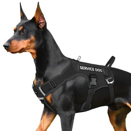 FAYOGOO Harness for Medium Size Dogs Reflective Night Walking Adjustable Tactical Heavy Duty Pet Harness No Pull with Handle Control Soft Paded Air Mesh Military Service Dog Vests