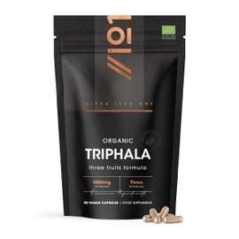 Organic Triphala 1400mg - 90 Vegan Capsules – Potent Three Fruits Formula Supplement (Phyllanthus Emblica, Terminalia Bellirica & Terminalia Chebula) - By Alpha01