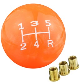 Temzzer Gear Shift Knob 5 Speed Ball Shifter Stick Head Resin Gear Lever Handle for Most Manual Automatic Vehicles M10x1.5 M10x1.25 M8x1.25 (Orange 3)